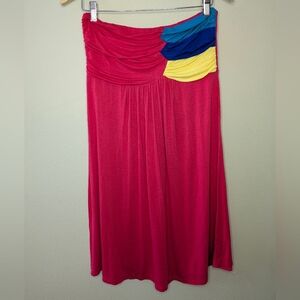 Tua Red Mini Strapless Dress with Colorful Accents Size XXS No Tag